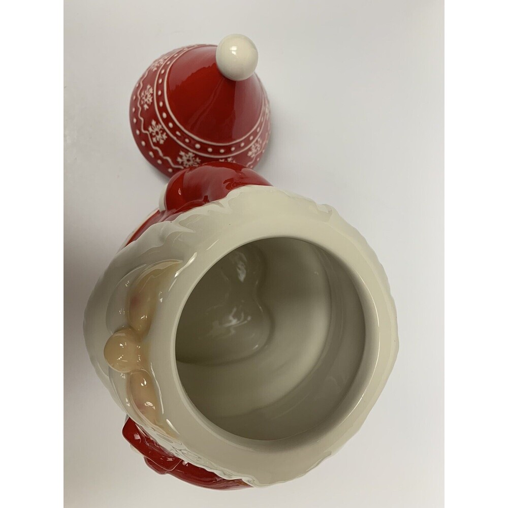 Southern Living Santa Gnome Cookie Jar 12" Tall Holiday Red & White Ceramic - Picture 5 of 6